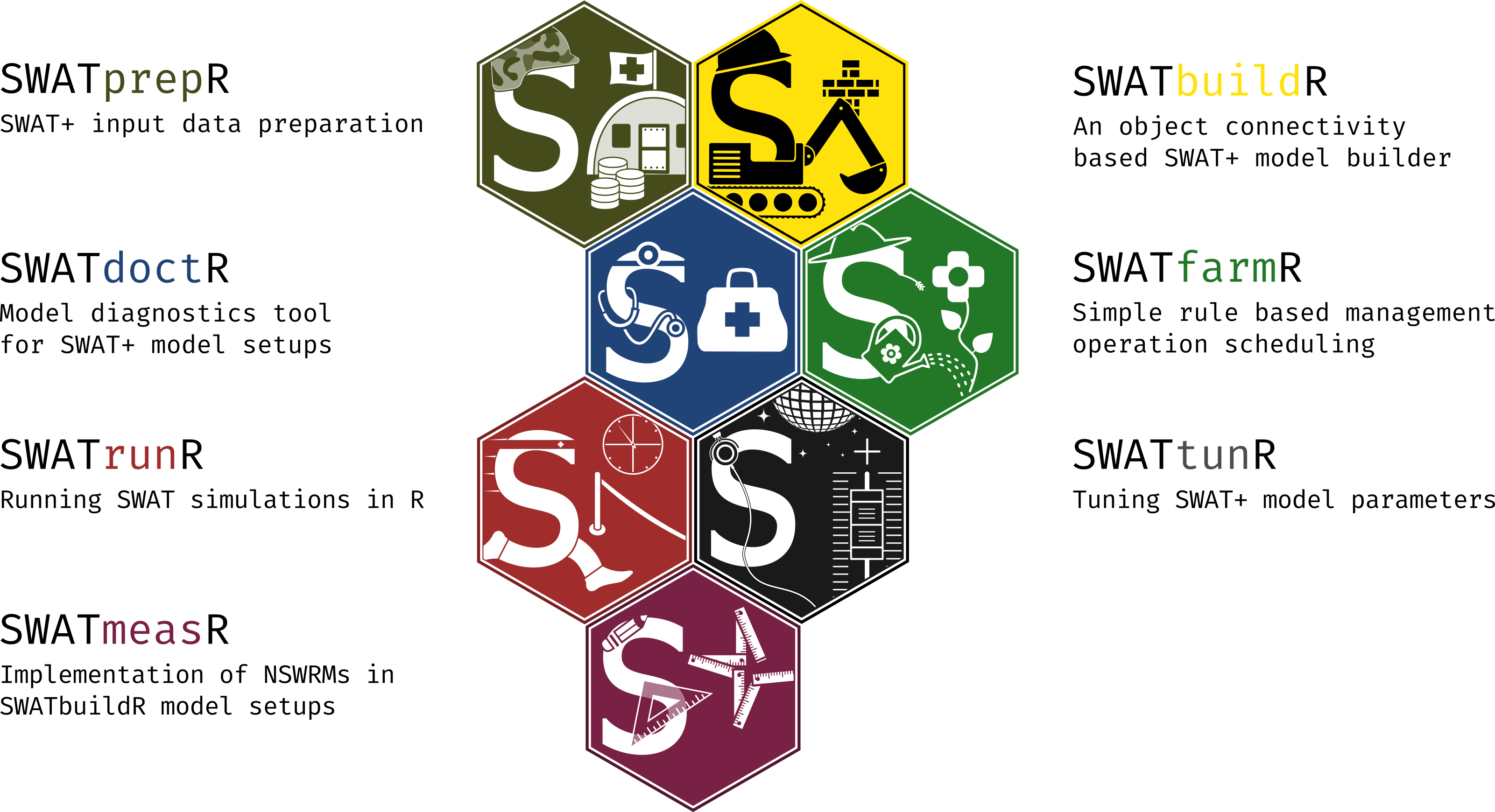 SWAT-related R workflow ecosystem used in the repository